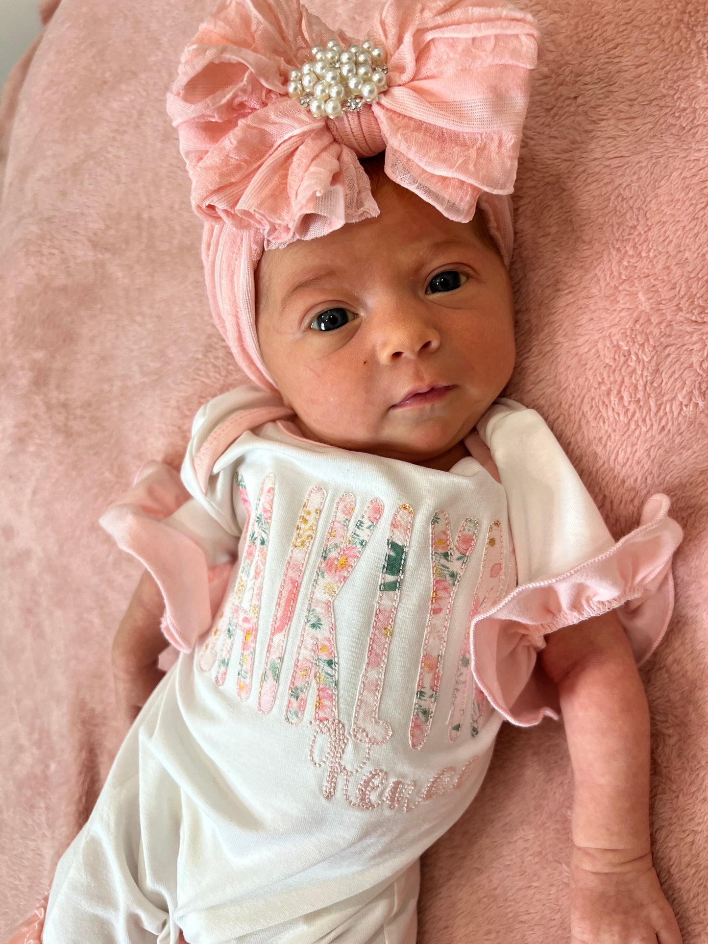 Pearl Ruffle Headband Bow - Black