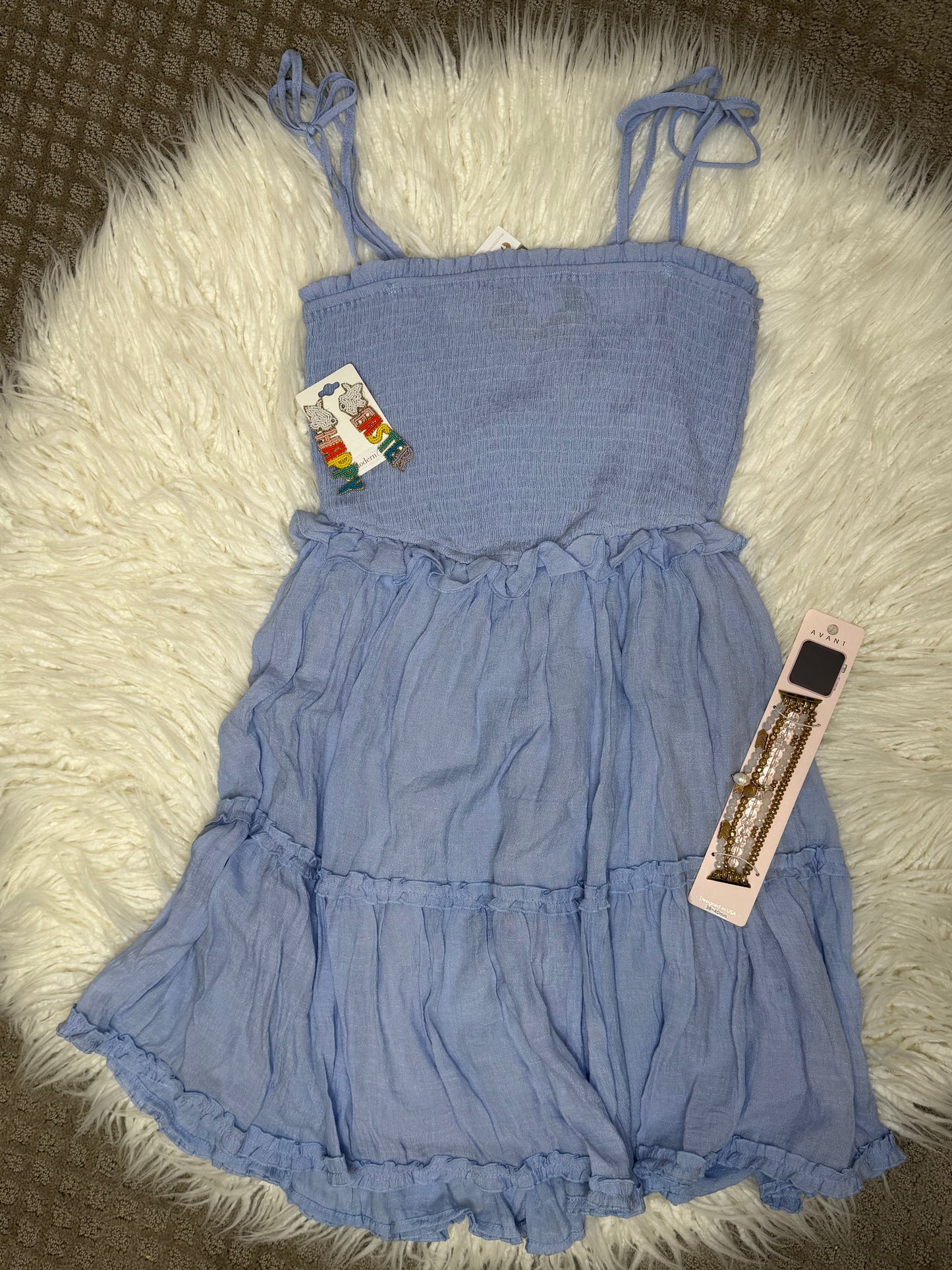 Misty Blue Smocked Dress
