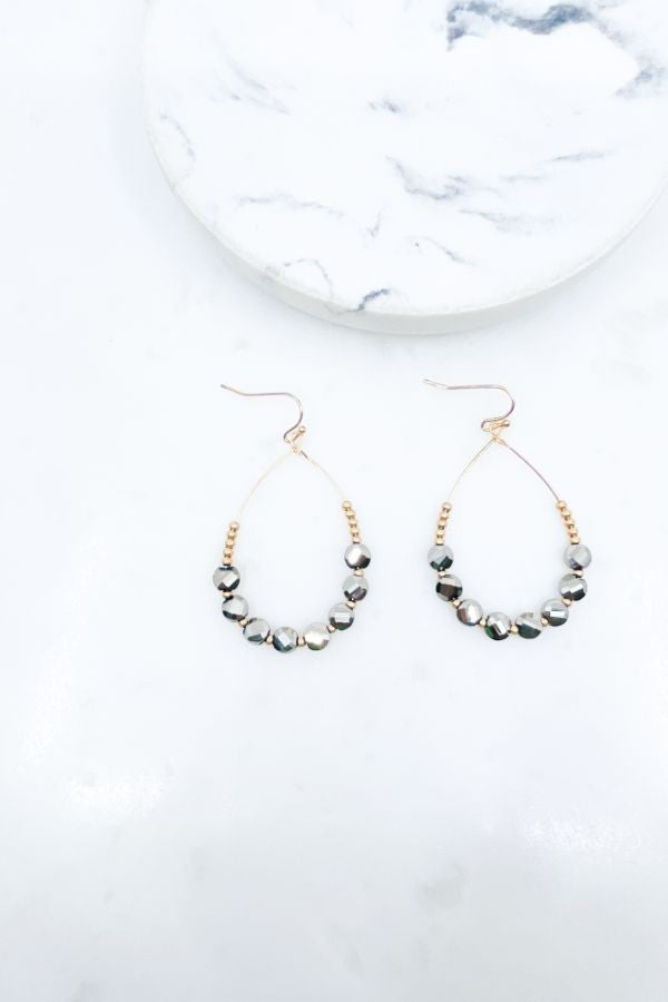 Glass Beaded Teardrop Earrings
