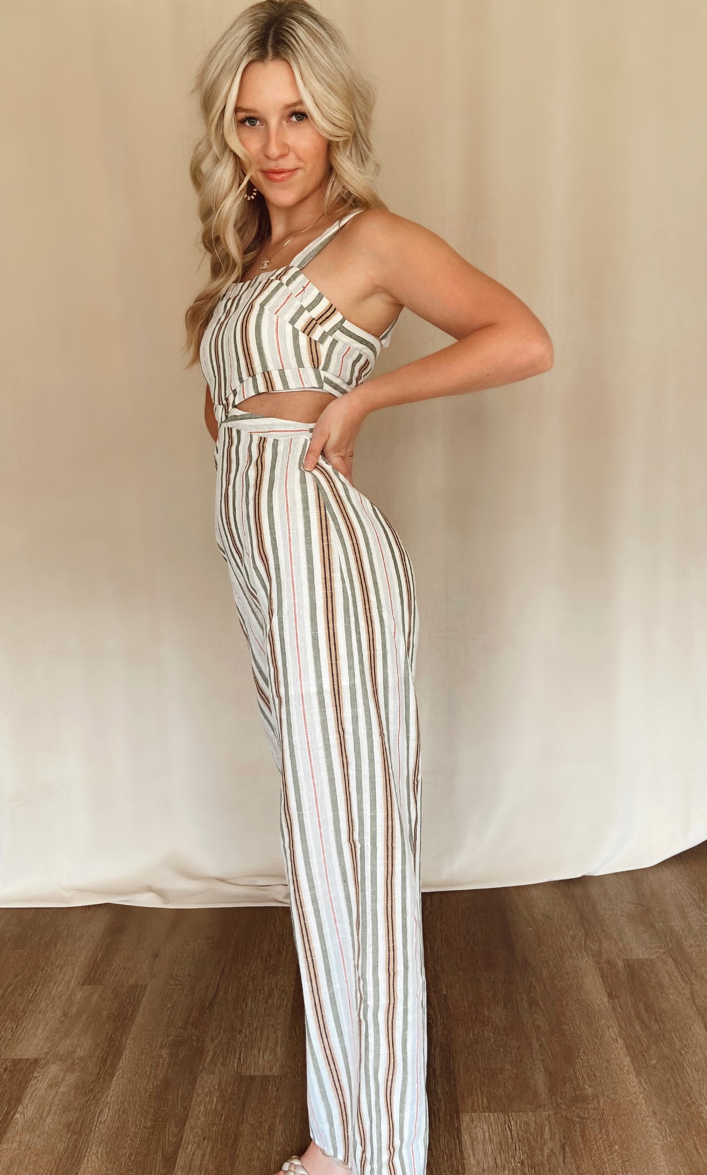 Striped Cutout Jumpsuit