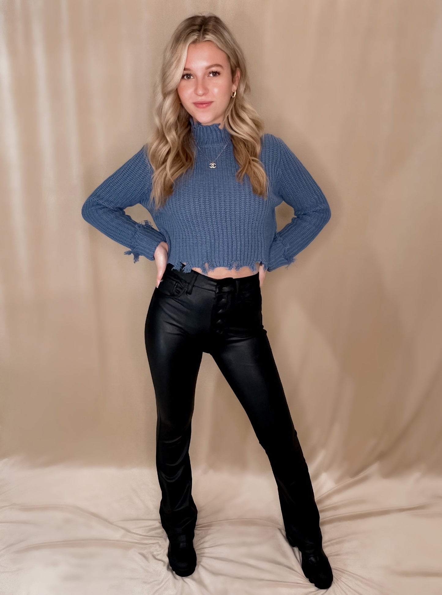 Faux Leather High Rise Bootcut Jean