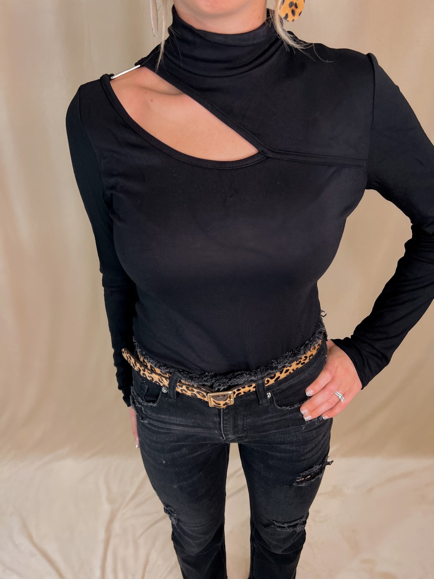 Cutout Turtleneck Top