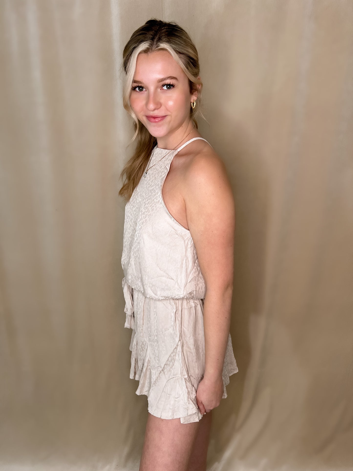 Leopard Satin Cami Romper