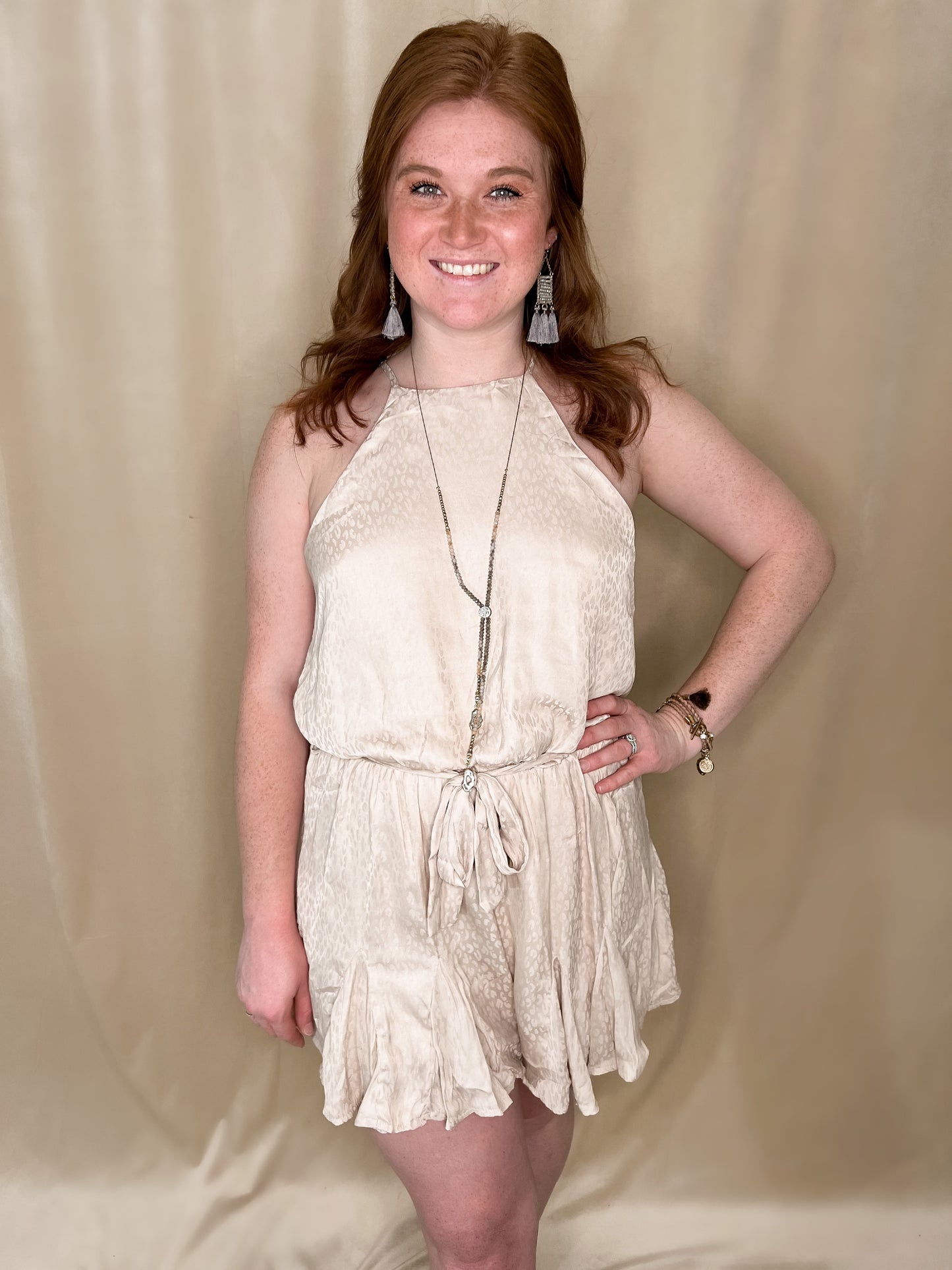 Leopard Satin Cami Romper