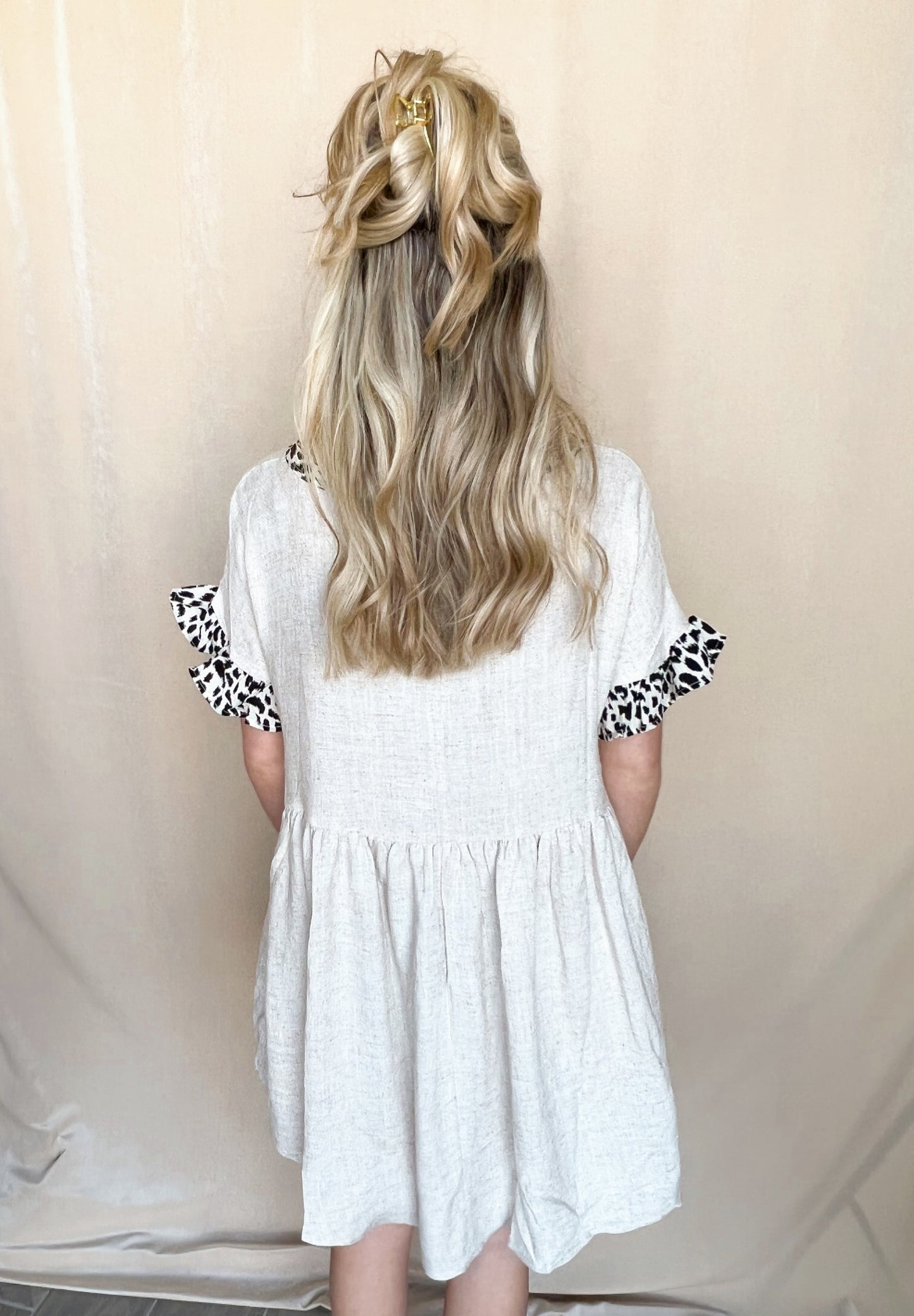 Leopard Lined Linen Dress