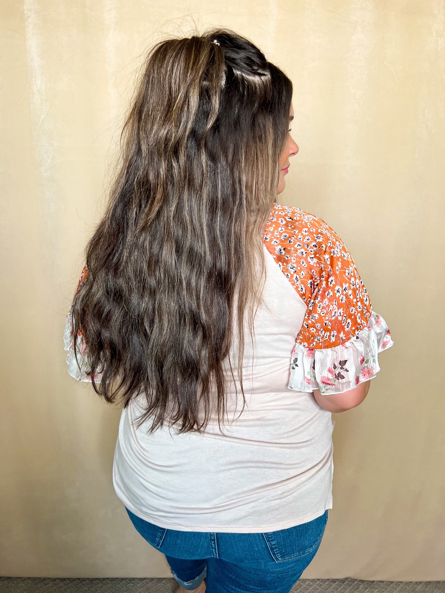 Floral Sleeve Breezy Top