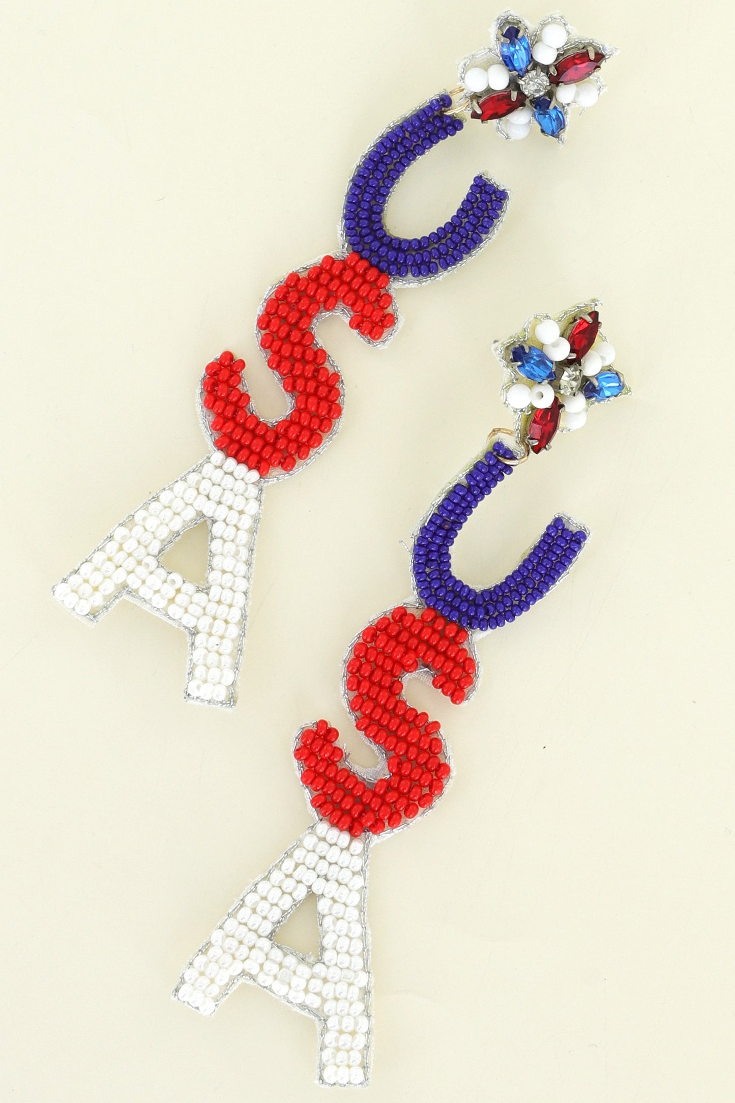 Beaded "USA" Earrings