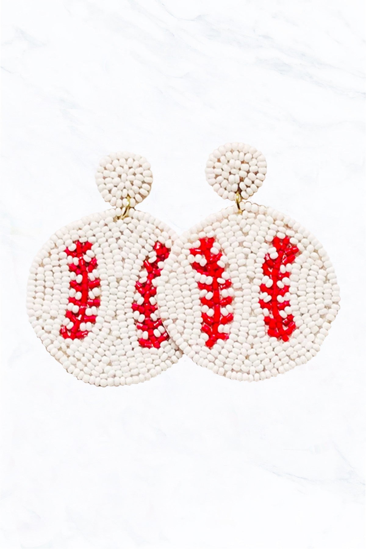 Beaded Baseball Dangle Earrings
