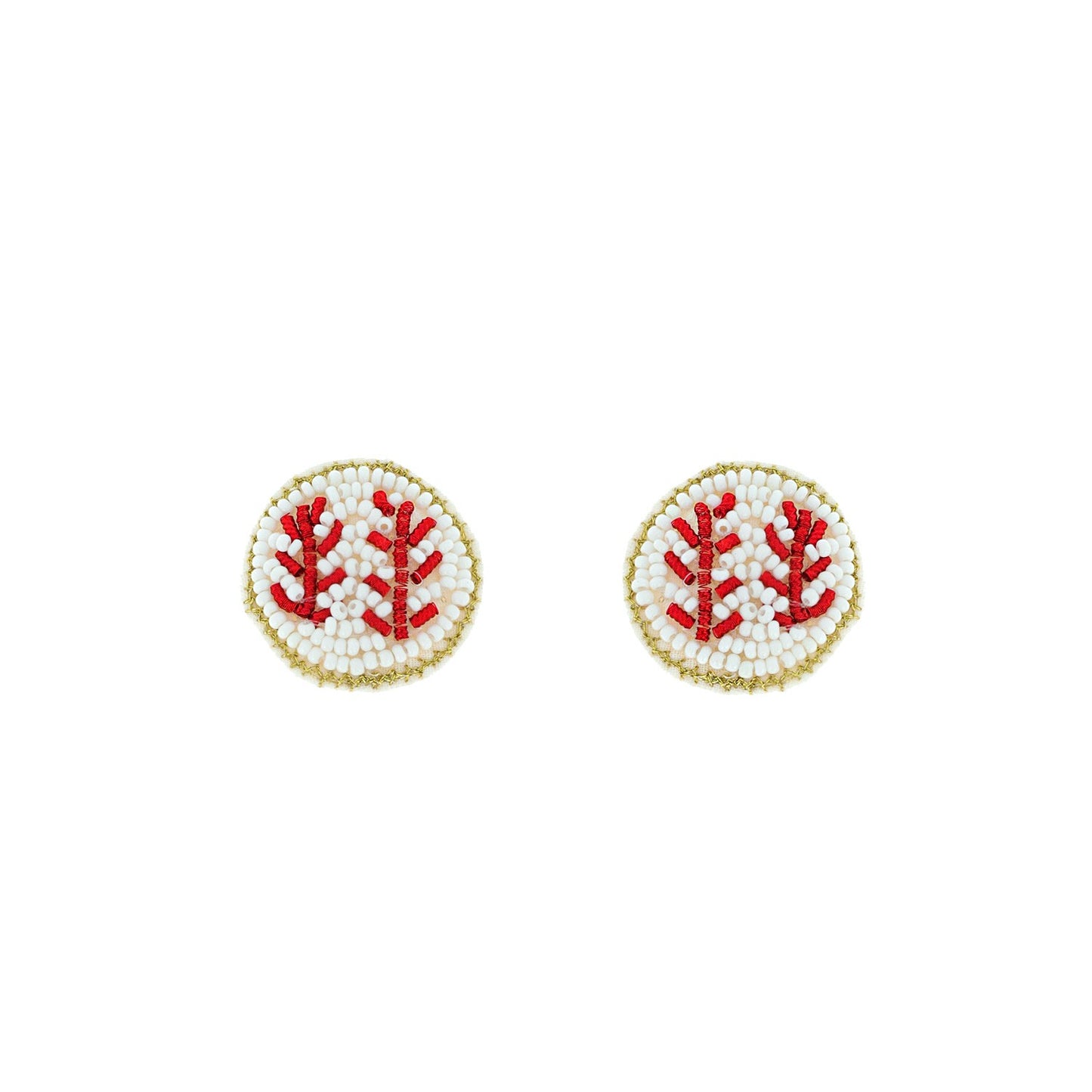 Beaded Baseball Stud Earrings