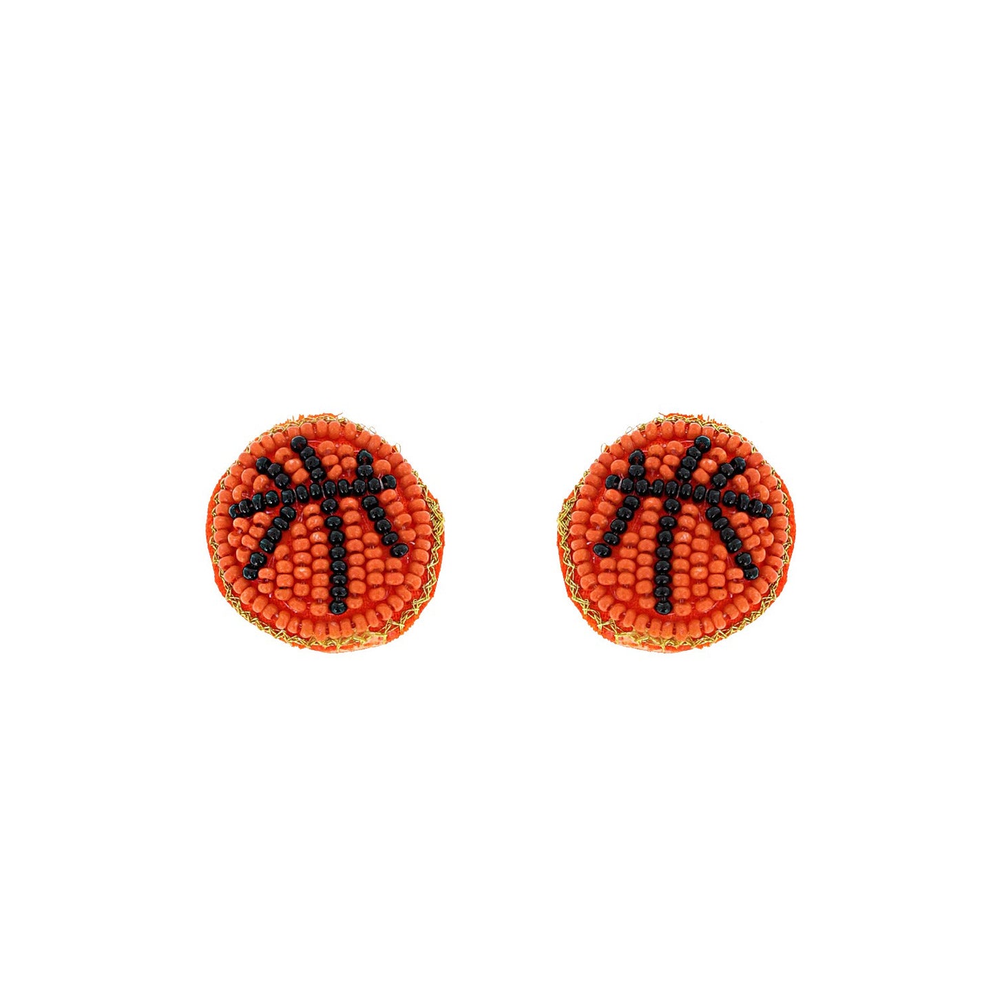 Beaded Basketball Stud Earrings