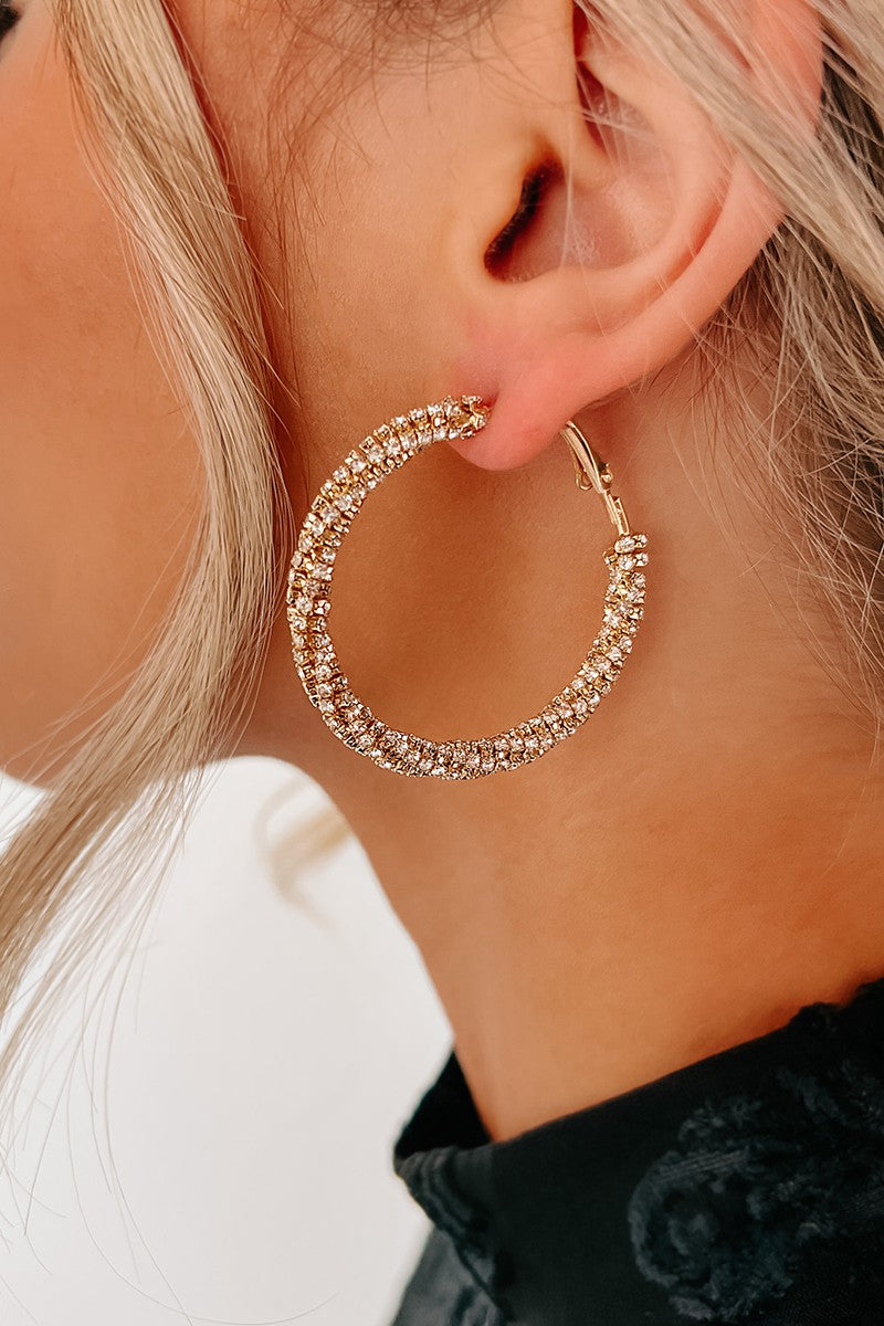 Twisted Rhinestone Hoop Earrings