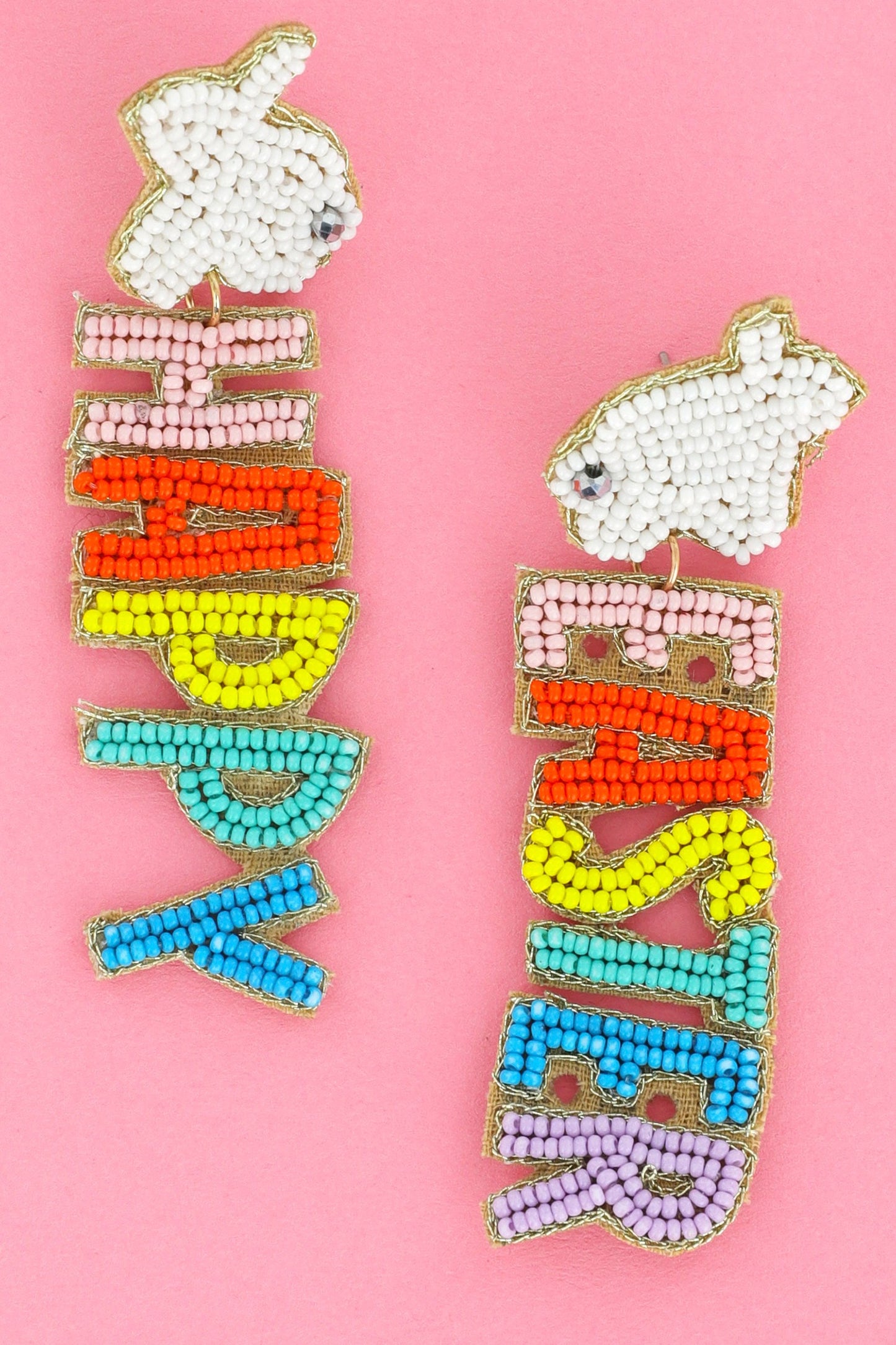 Beaded "Happy Easter" Earrings