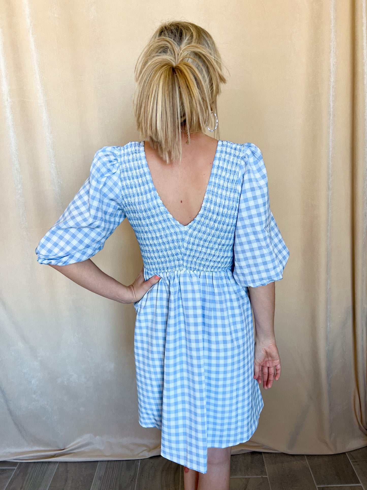 Gingham Puff Sleeve Dress