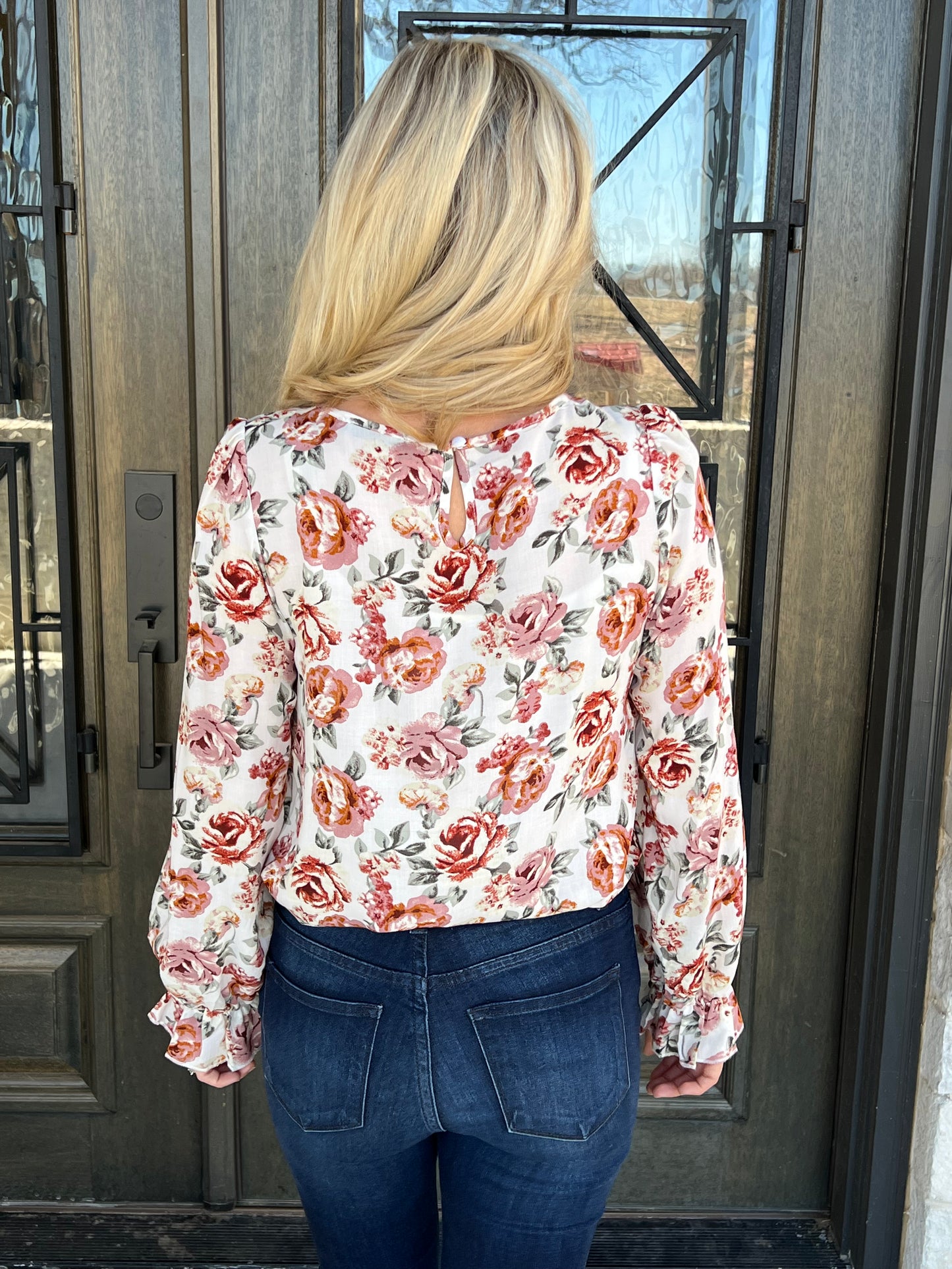 Floral Print Keyhole Back Top