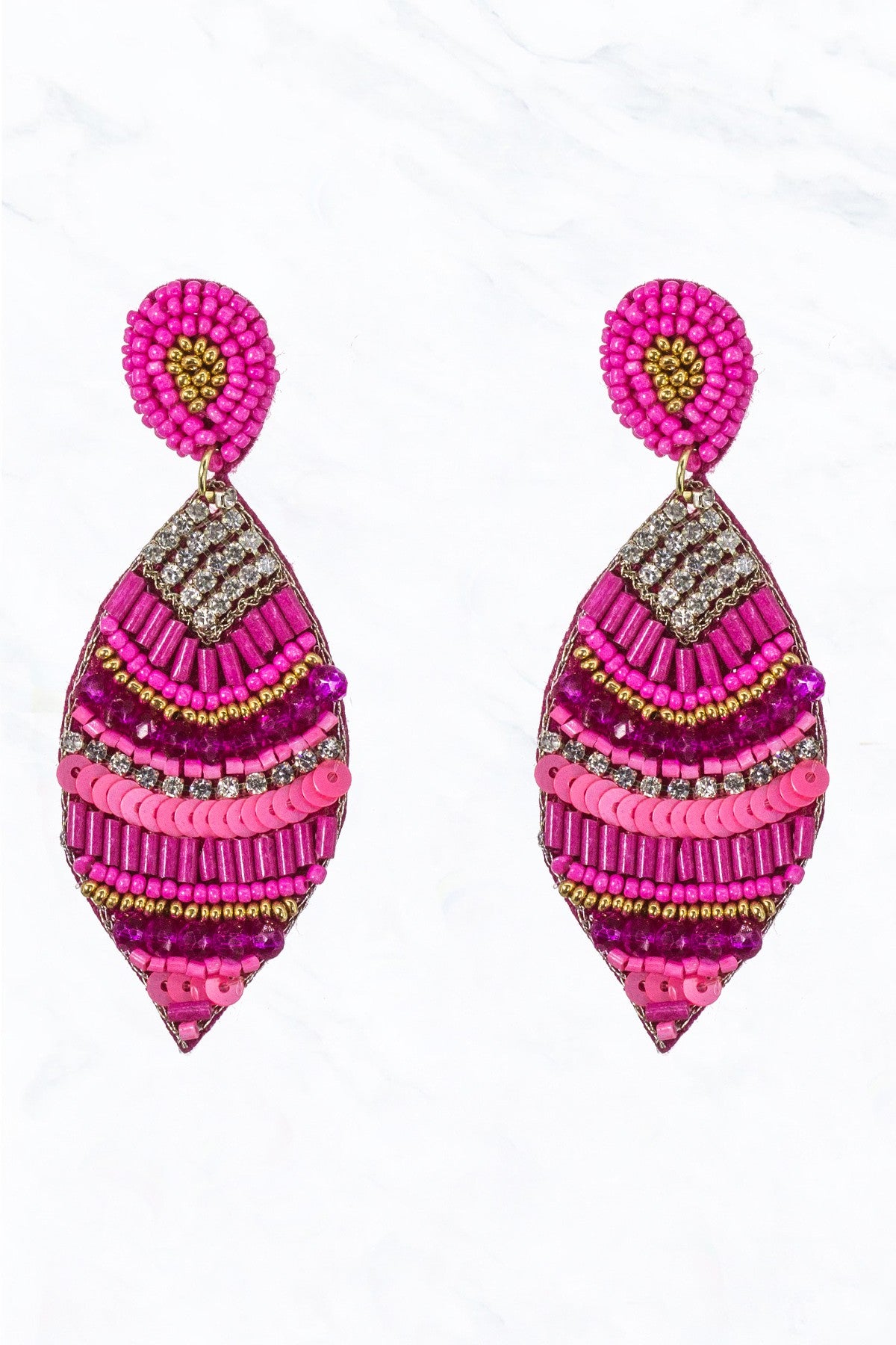 Beaded Boat Shape Earrings