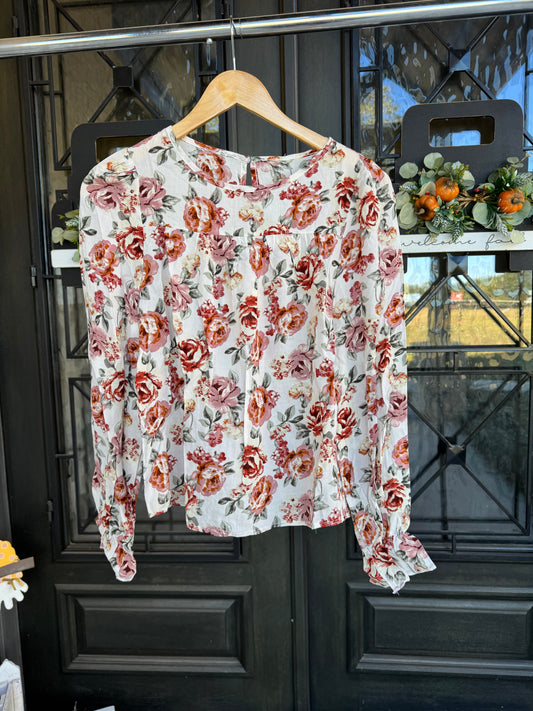 Floral Print Keyhole Back Top