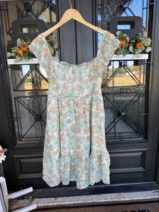Ruffle Sleeve Floral Dress