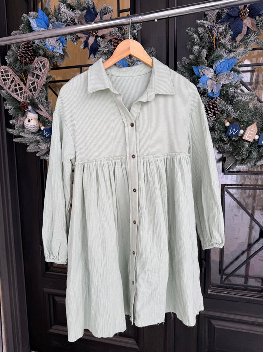 Sage Button Up Dress