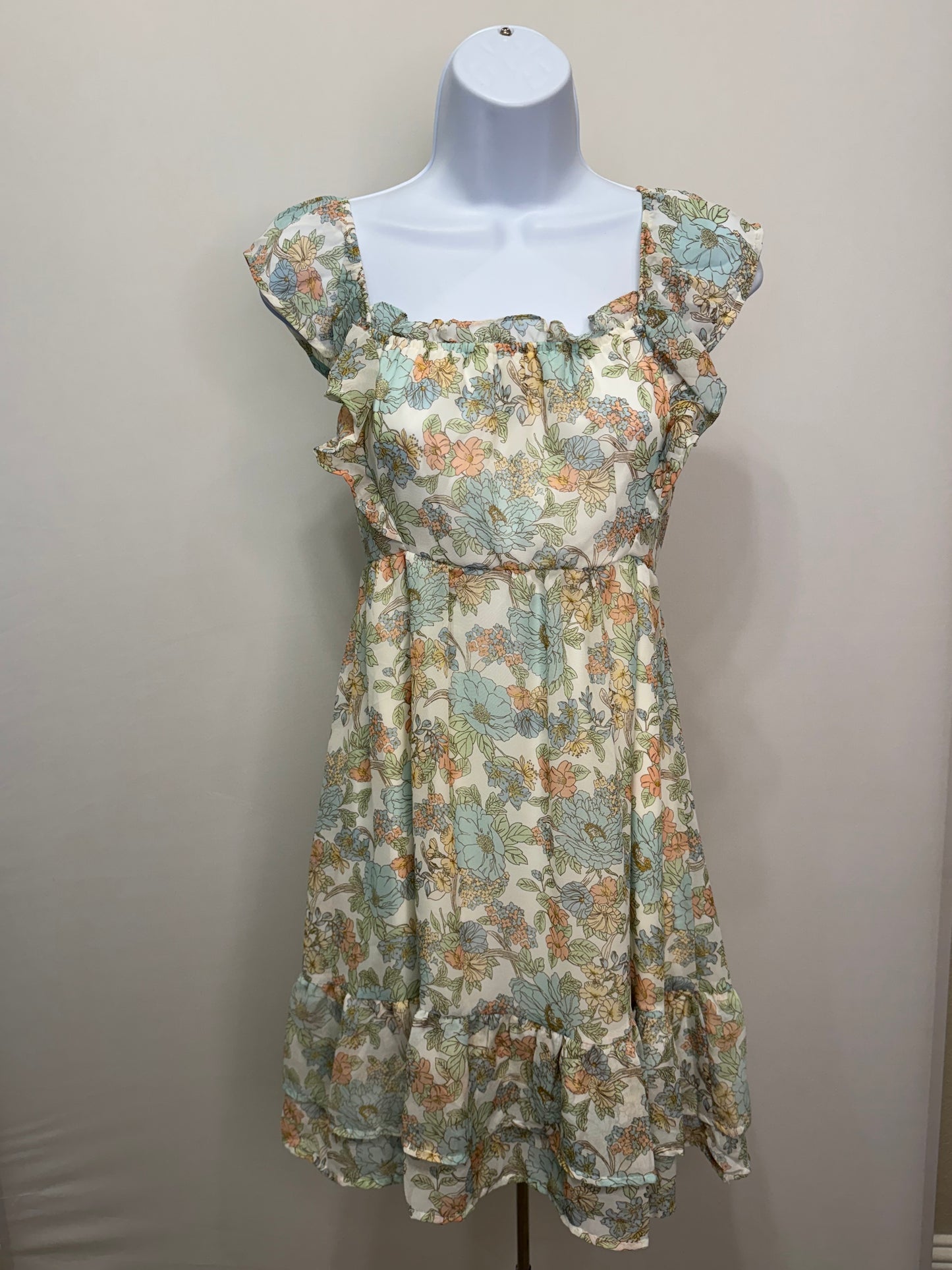 Ruffle Sleeve Floral Dress