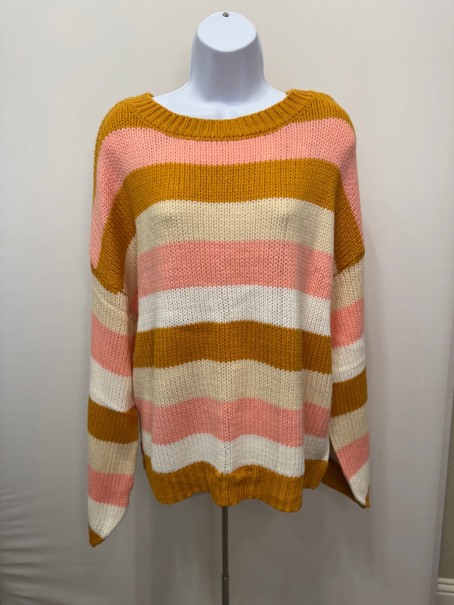 Mustard & Pink Stripe Sweater