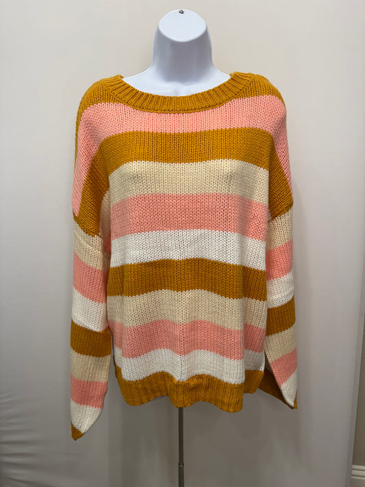 Mustard & Pink Stripe Sweater