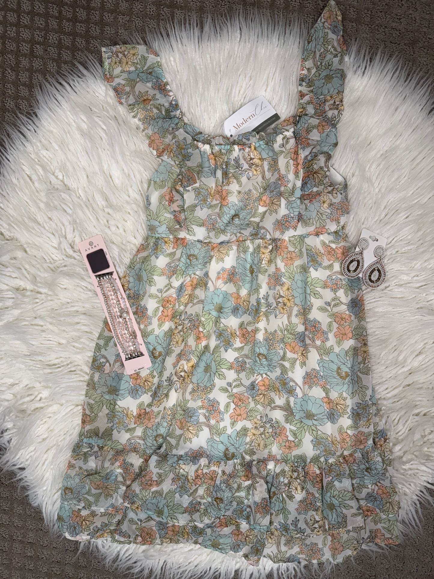 Ruffle Sleeve Floral Dress