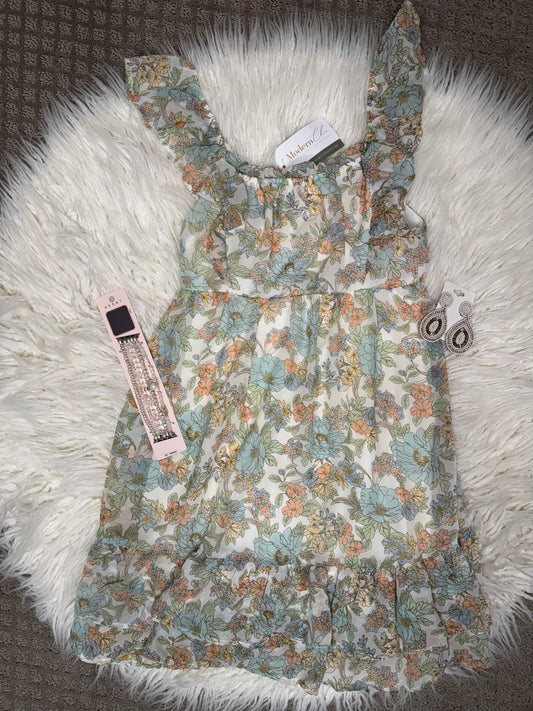 Ruffle Sleeve Floral Dress