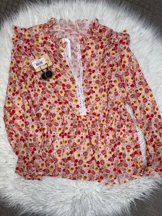 Orange Floral Top