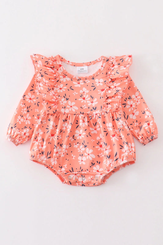 Orange Floral Infant Bubble