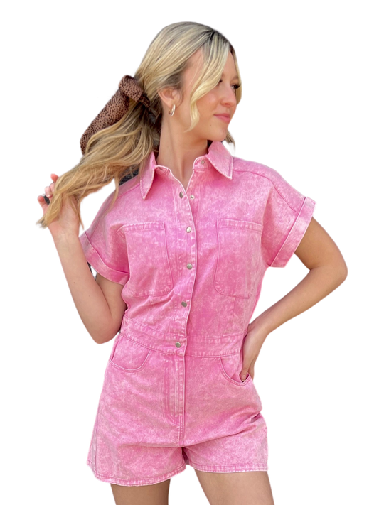 Barbie Pink Denim Romper