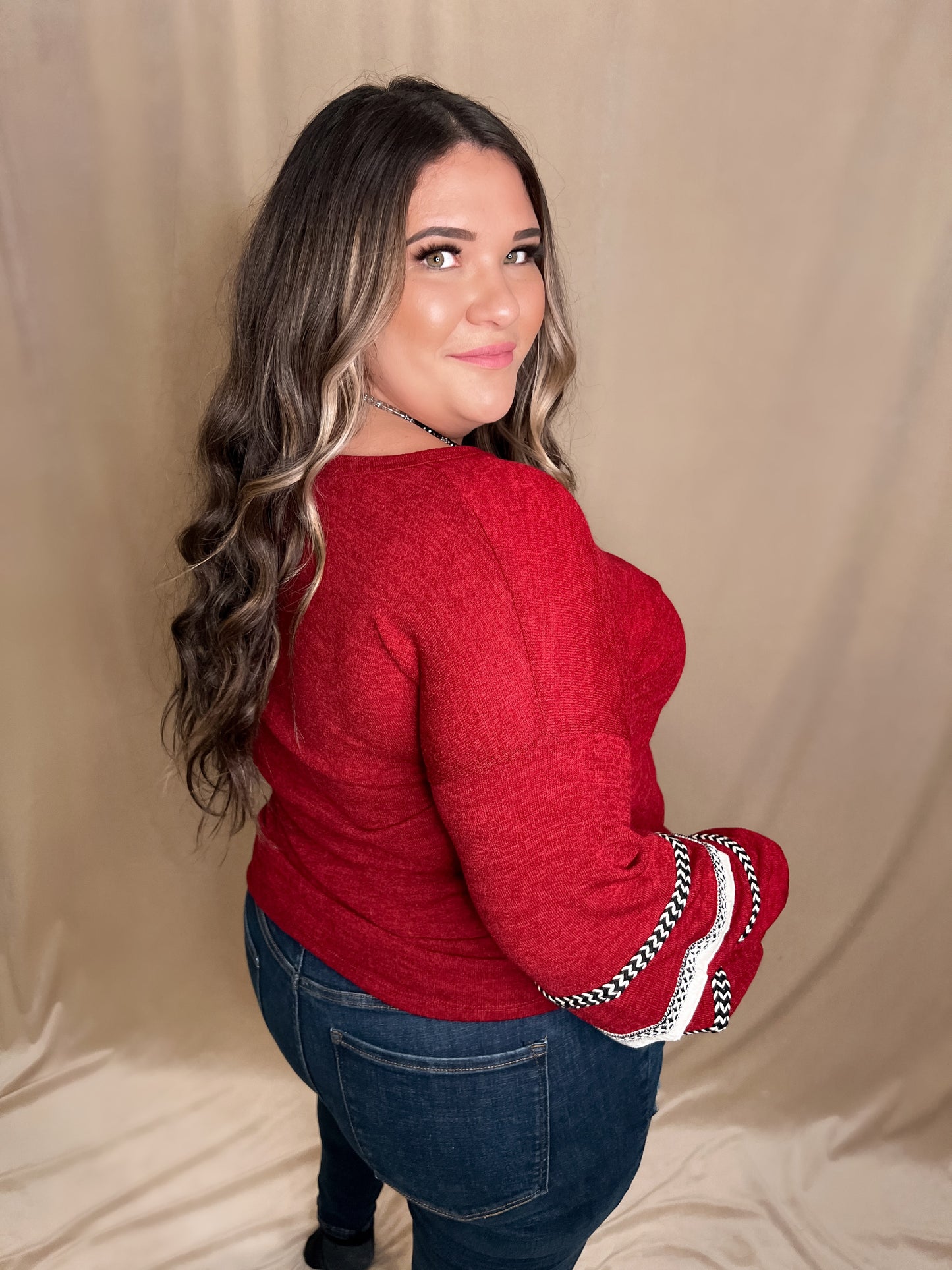 Puff Sleeve Jacquard Knit Sweater