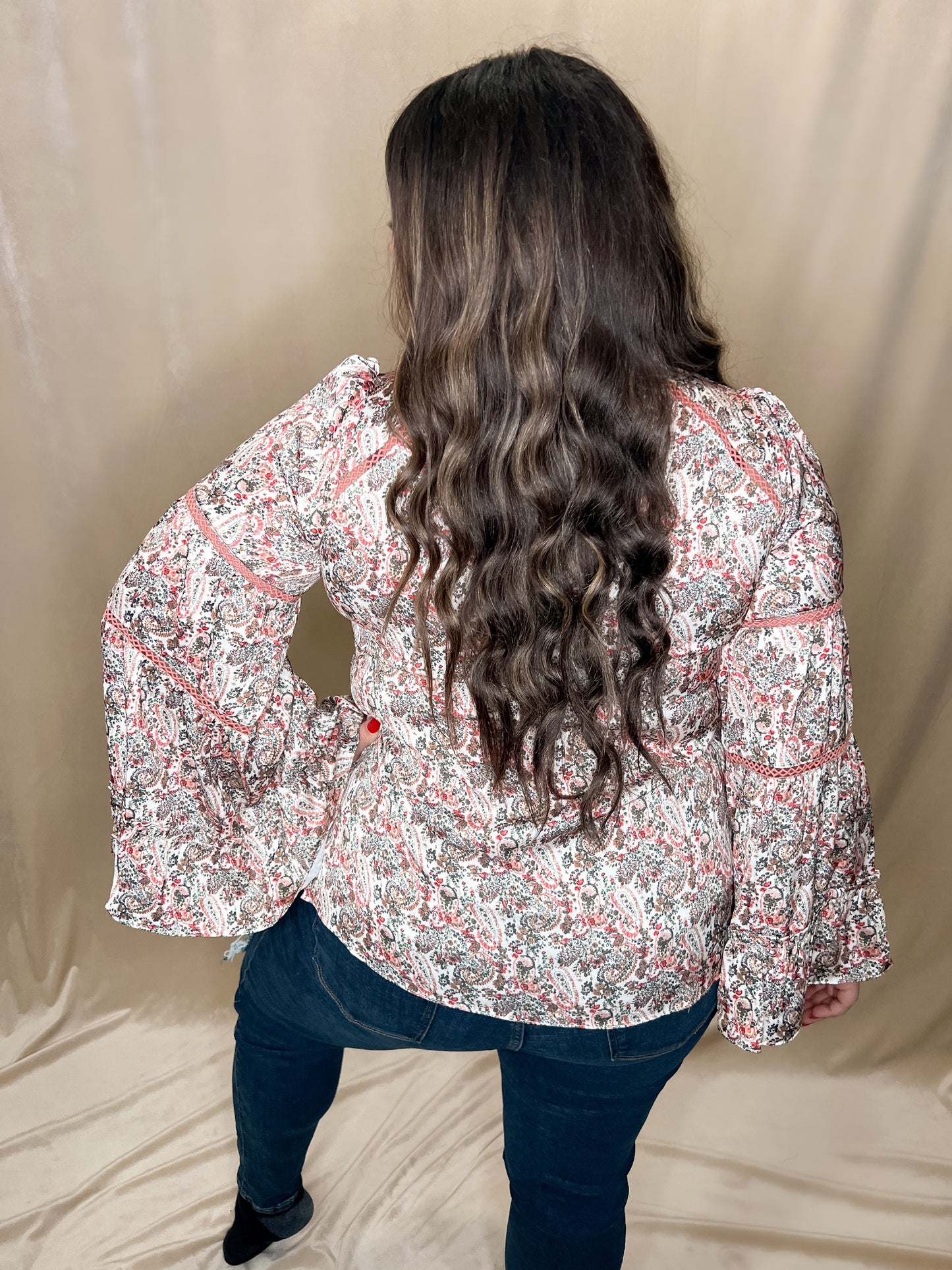 Paisley Flutter Sleeve Top