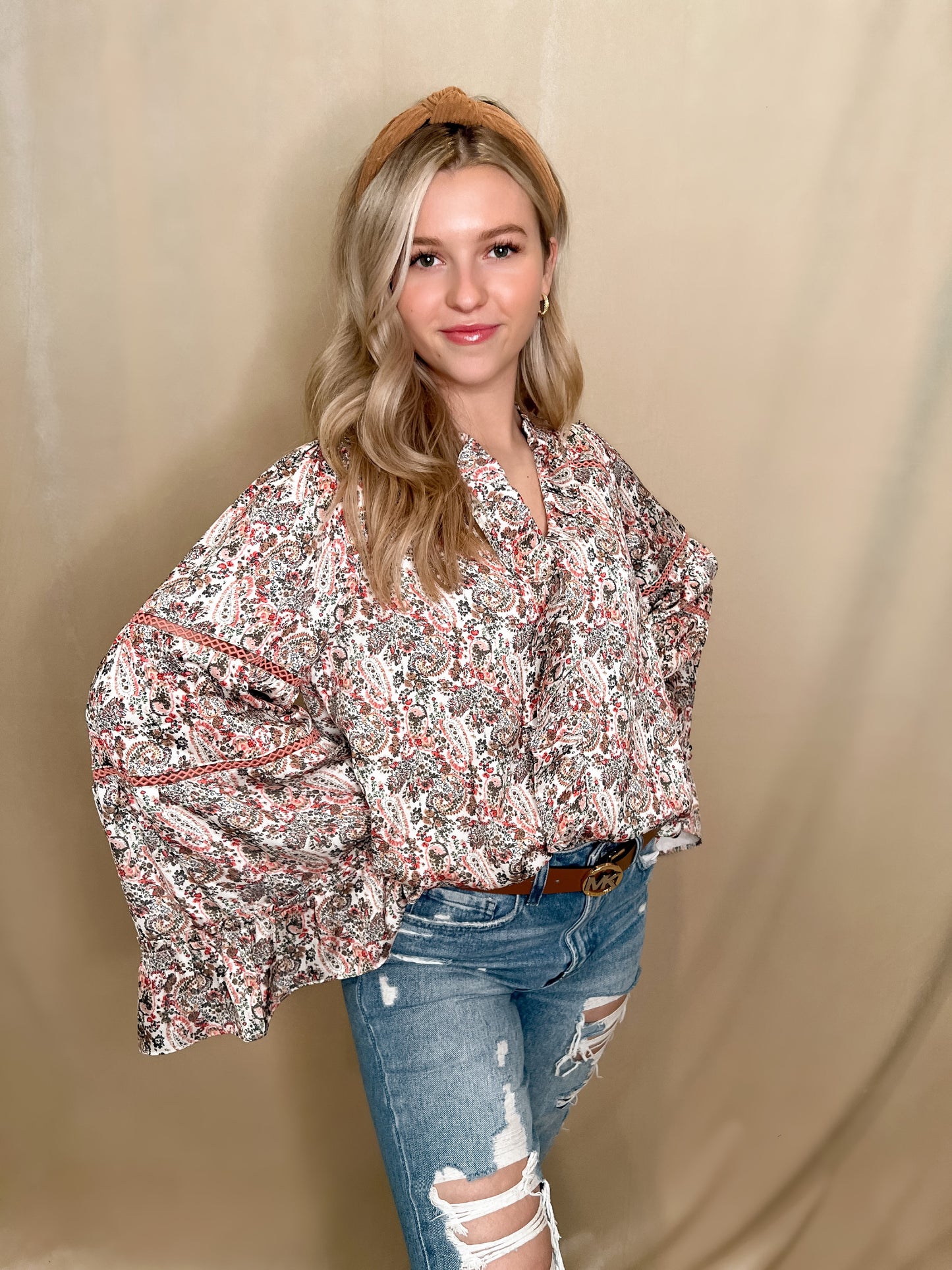 Paisley Flutter Sleeve Top