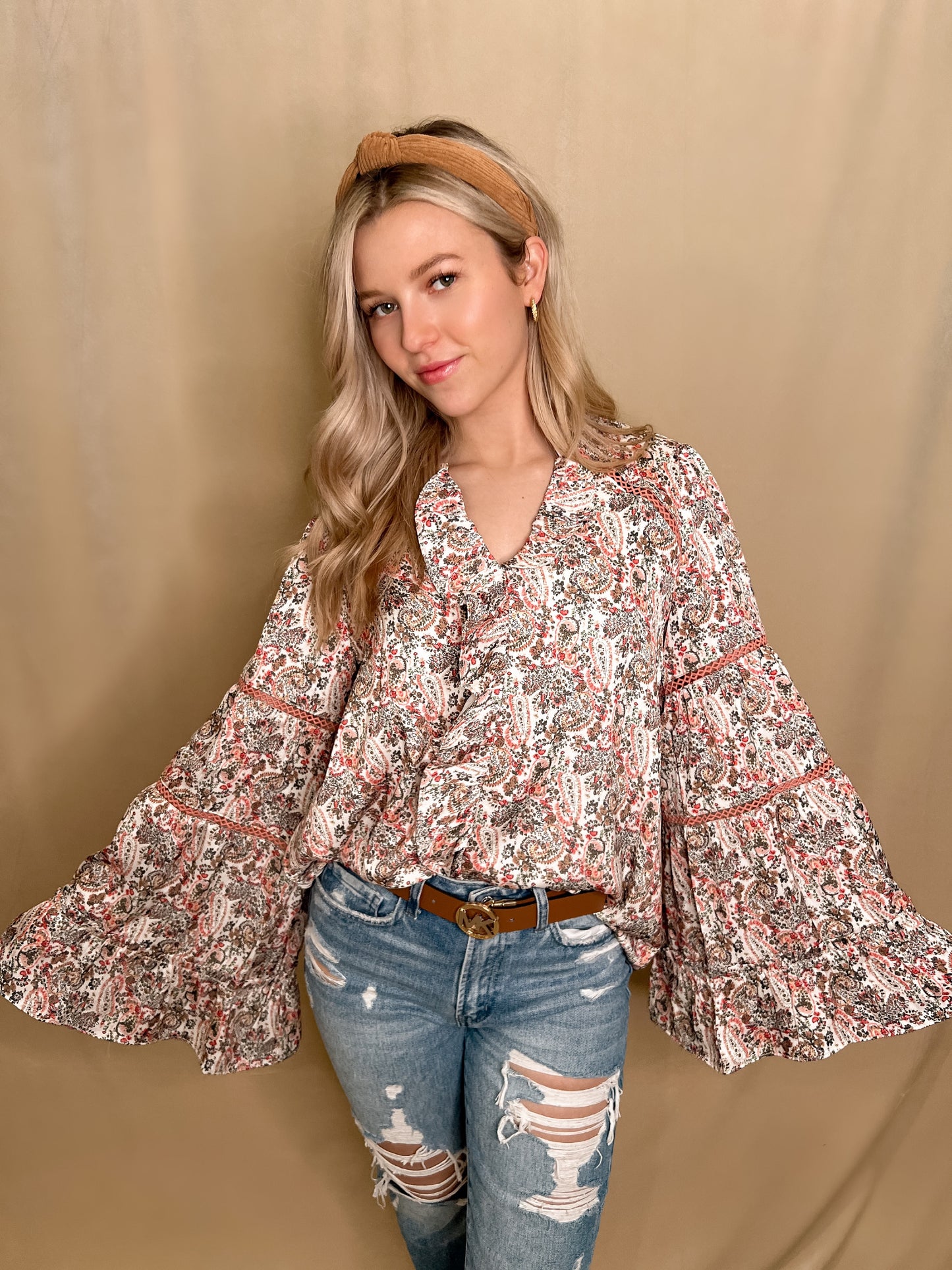 Paisley Flutter Sleeve Top