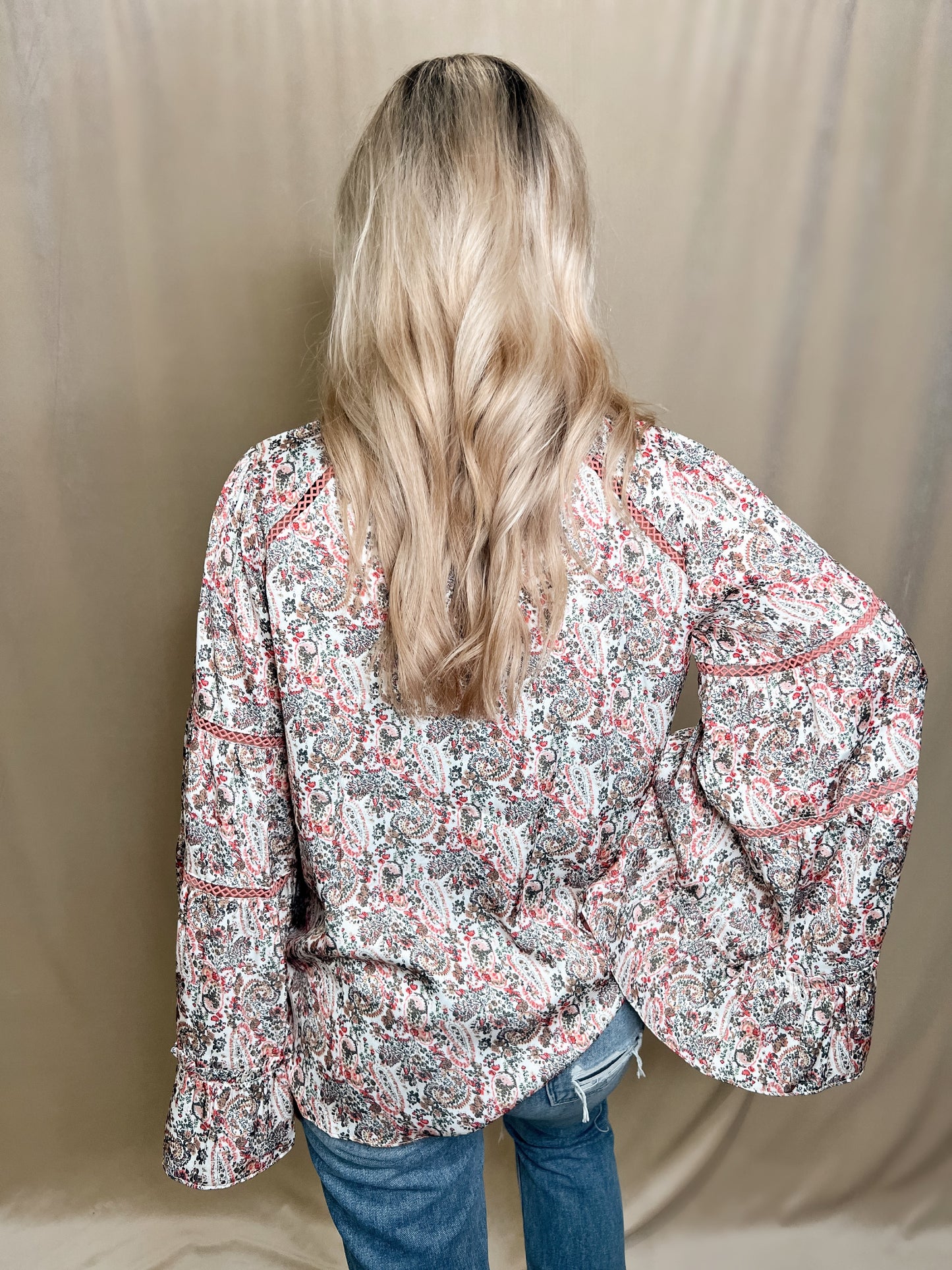 Paisley Flutter Sleeve Top