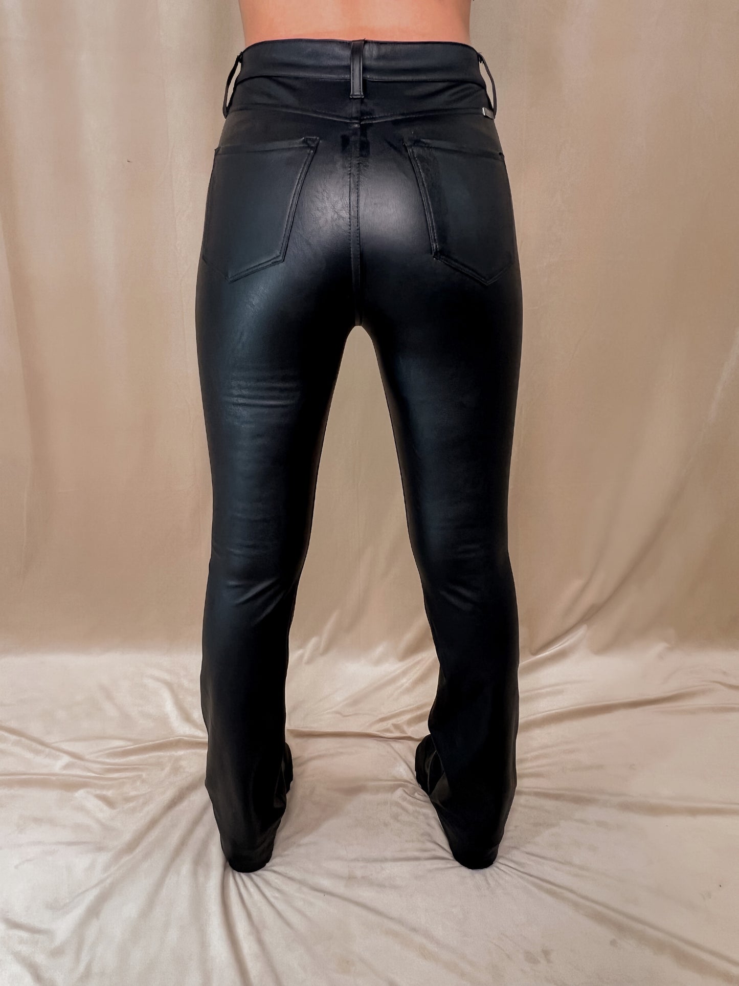 Faux Leather High Rise Bootcut Jean