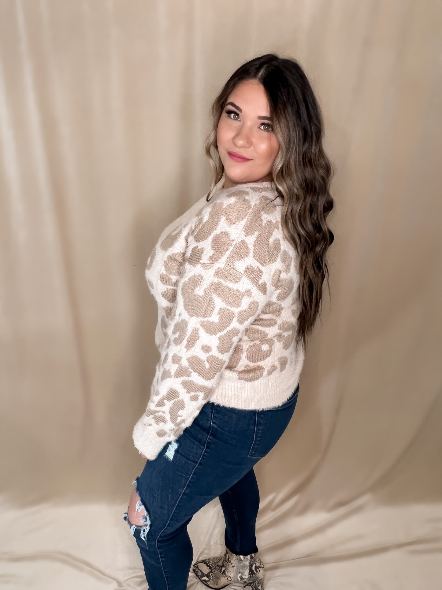 Fuzzy Leopard Sweater