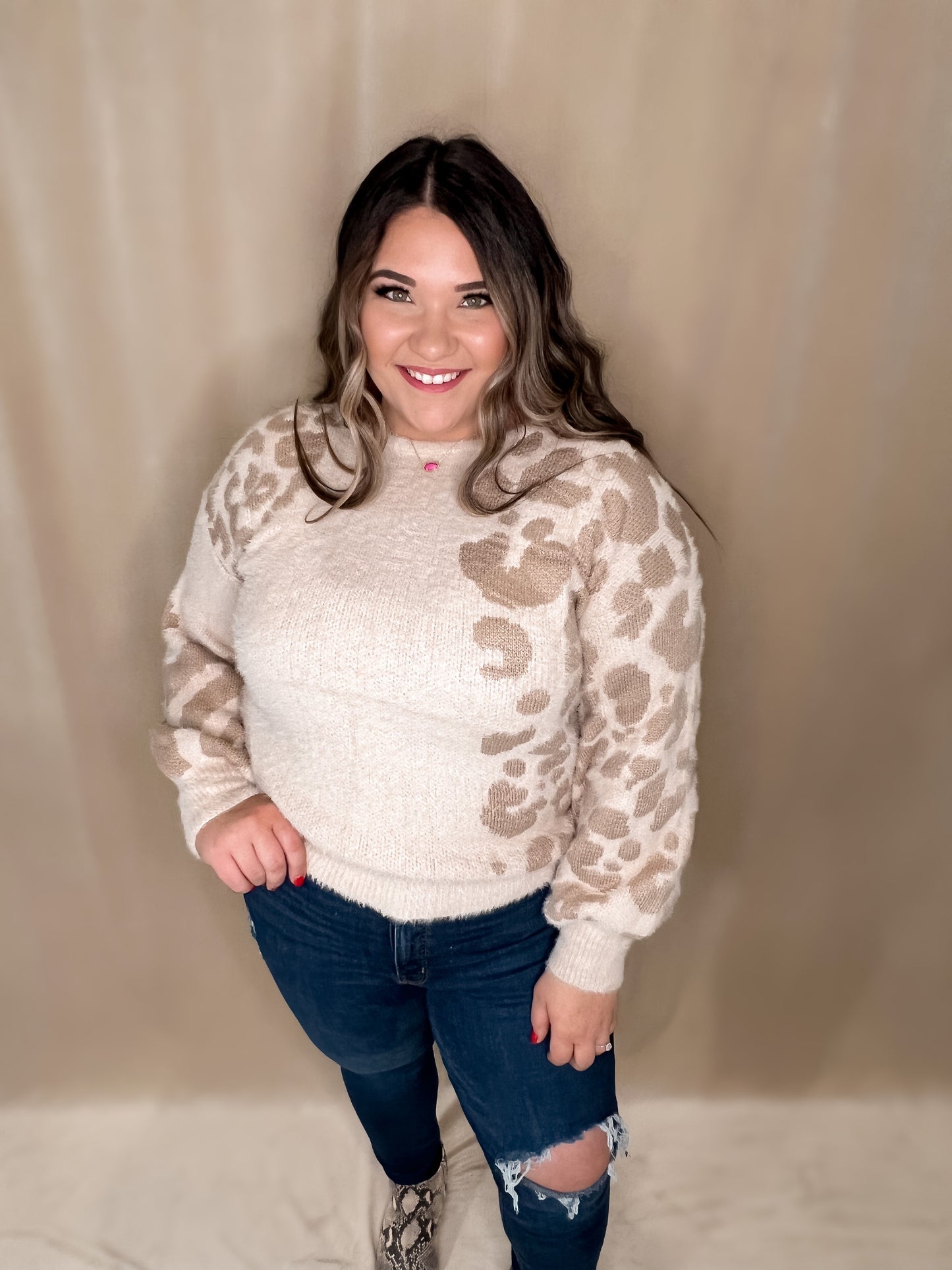 Fuzzy Leopard Sweater
