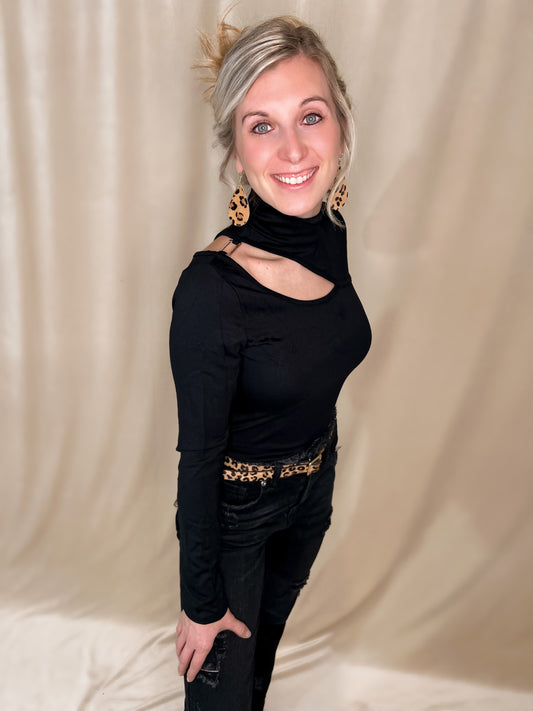 Cutout Turtleneck Top