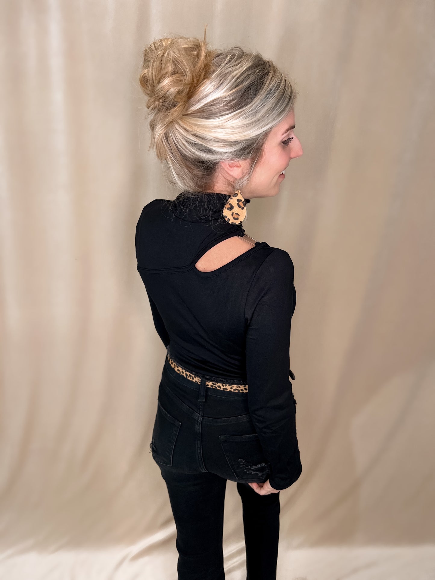 Cutout Turtleneck Top