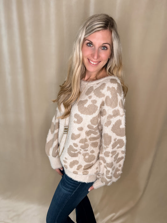 Fuzzy Leopard Sweater