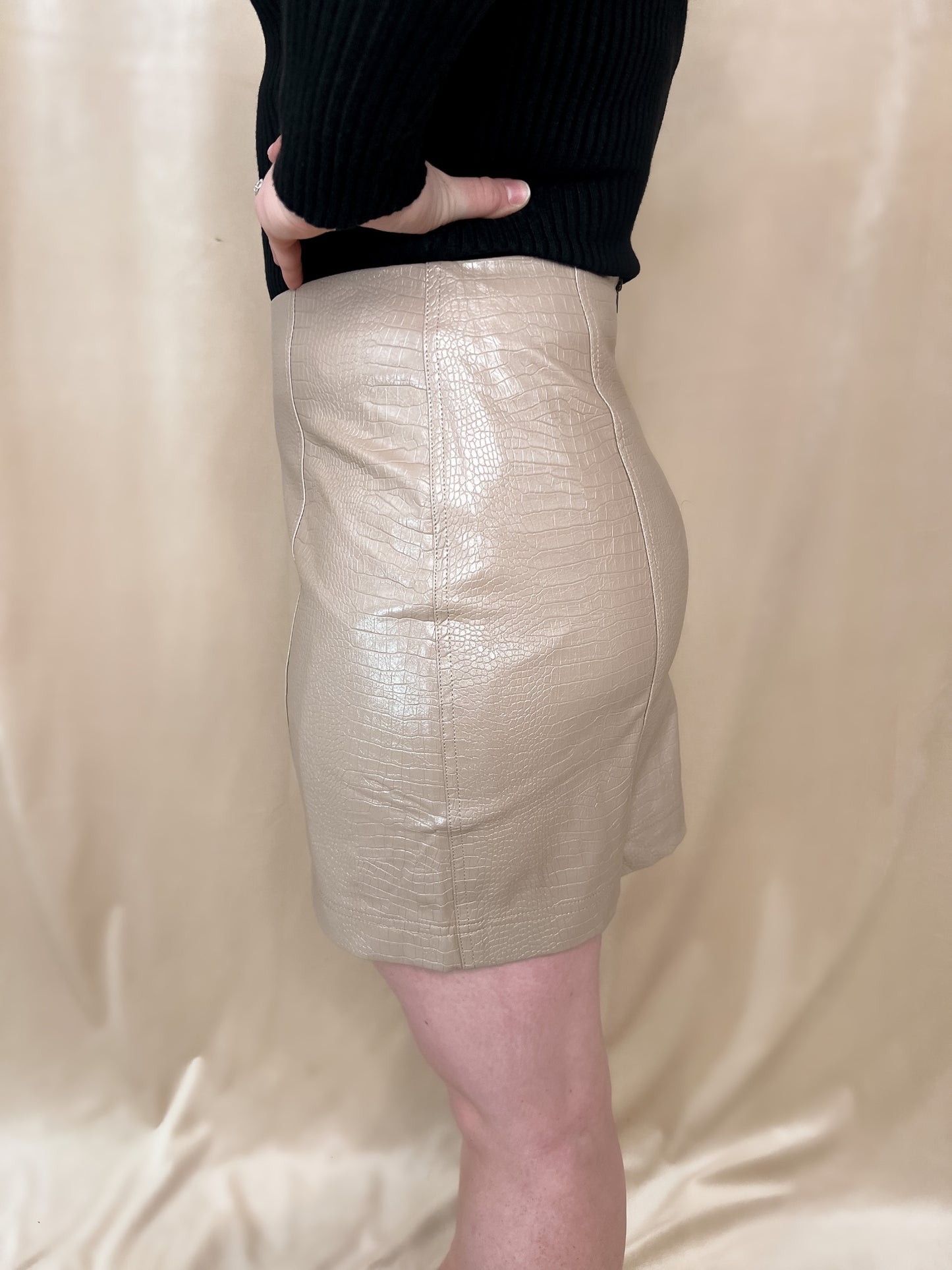 Textured Faux Leather Skirt