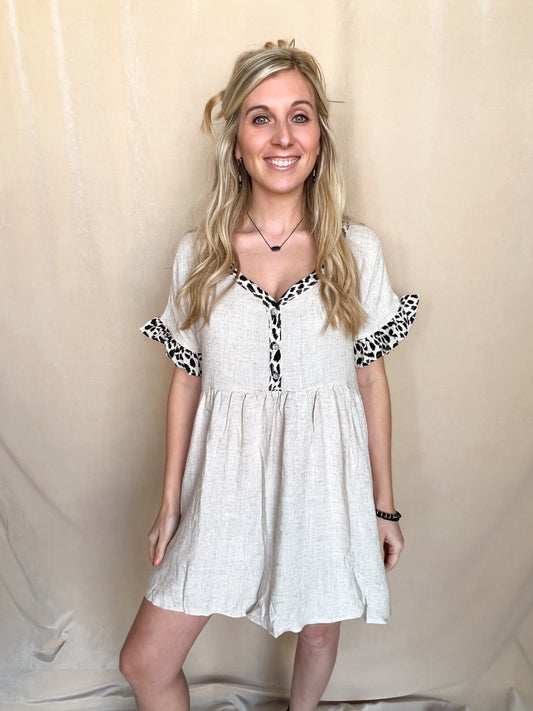 Leopard Lined Linen Dress