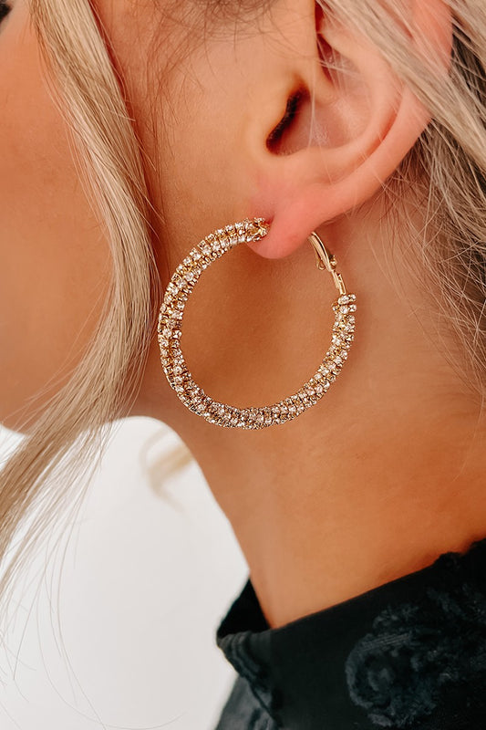 Twisted Rhinestone Hoop Earrings