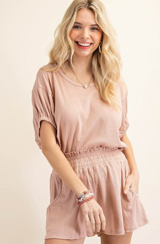 Mauve Crinkle Top