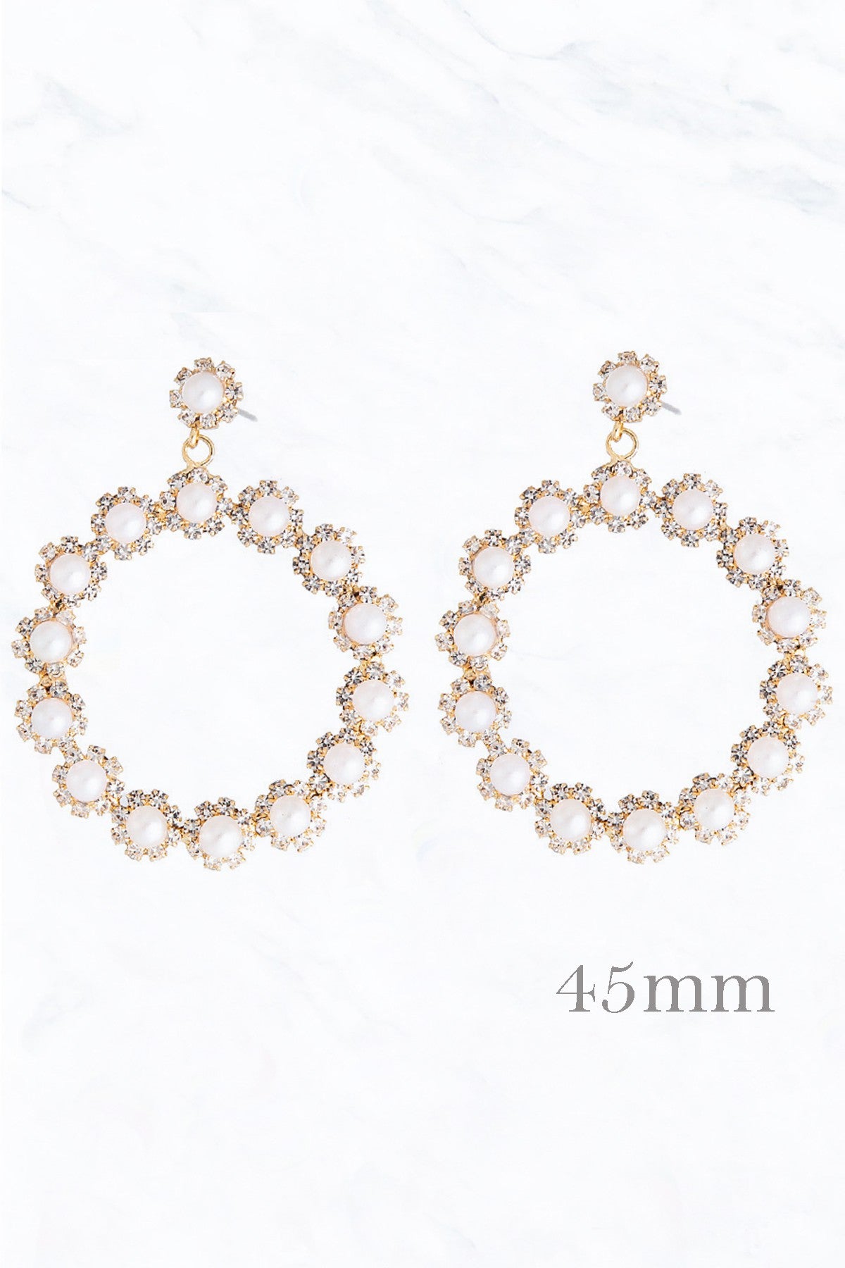 Pearl Post Hoop Earrings
