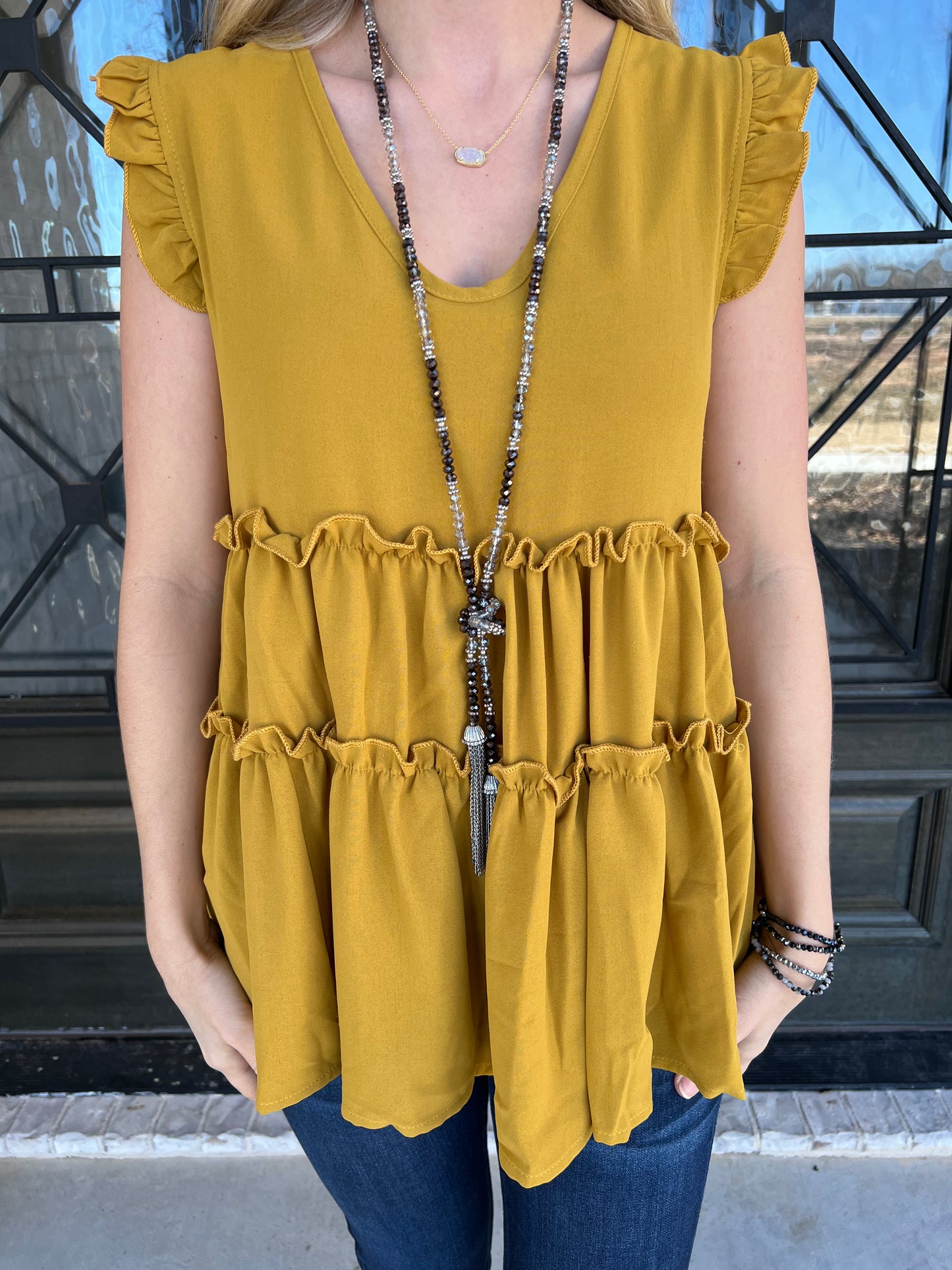 Yellow Ruffled Babydoll Top