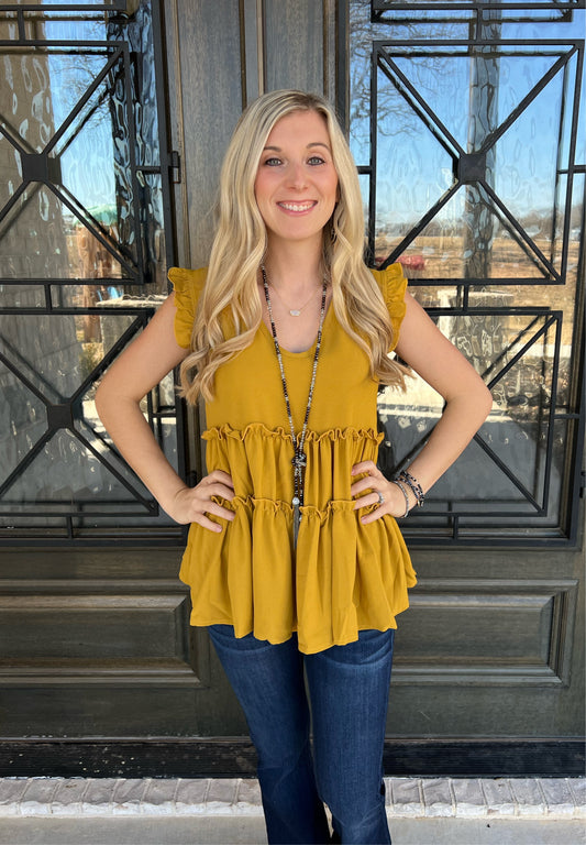 Yellow Ruffled Babydoll Top
