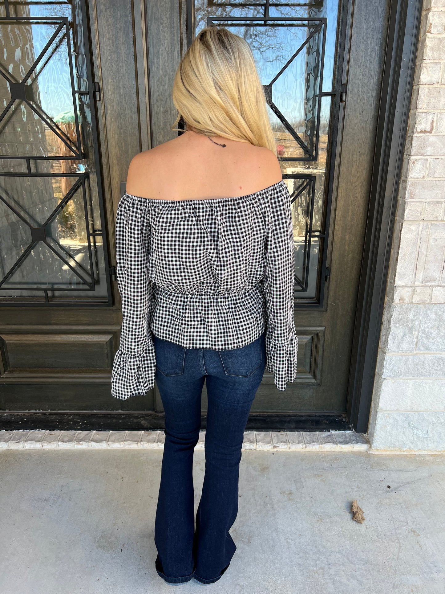Gingham Off the Shoulder Top