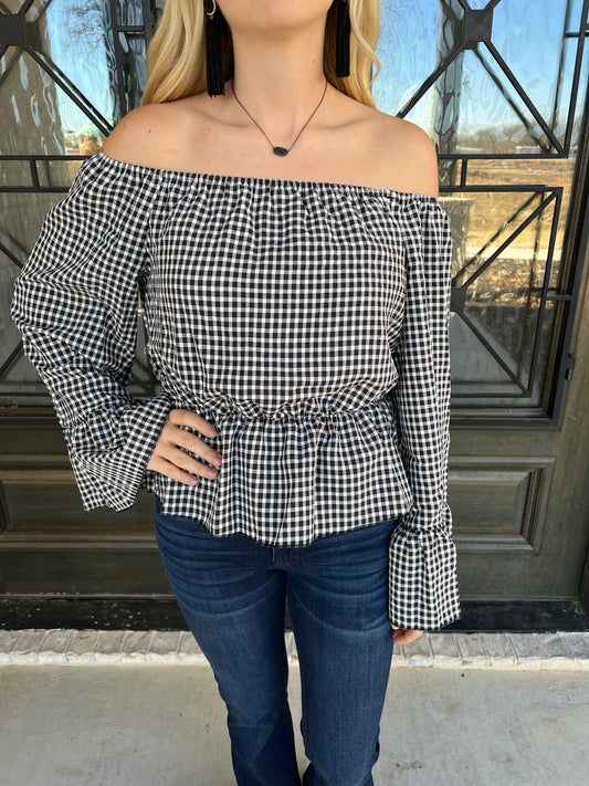 Gingham Off the Shoulder Top